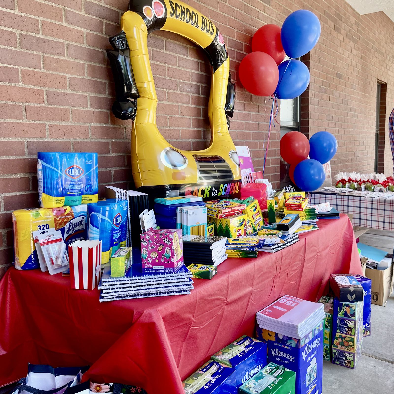 Donated school supplies, tissues and cleaning wipes collected by Better with Baron for local New Mexico teachers