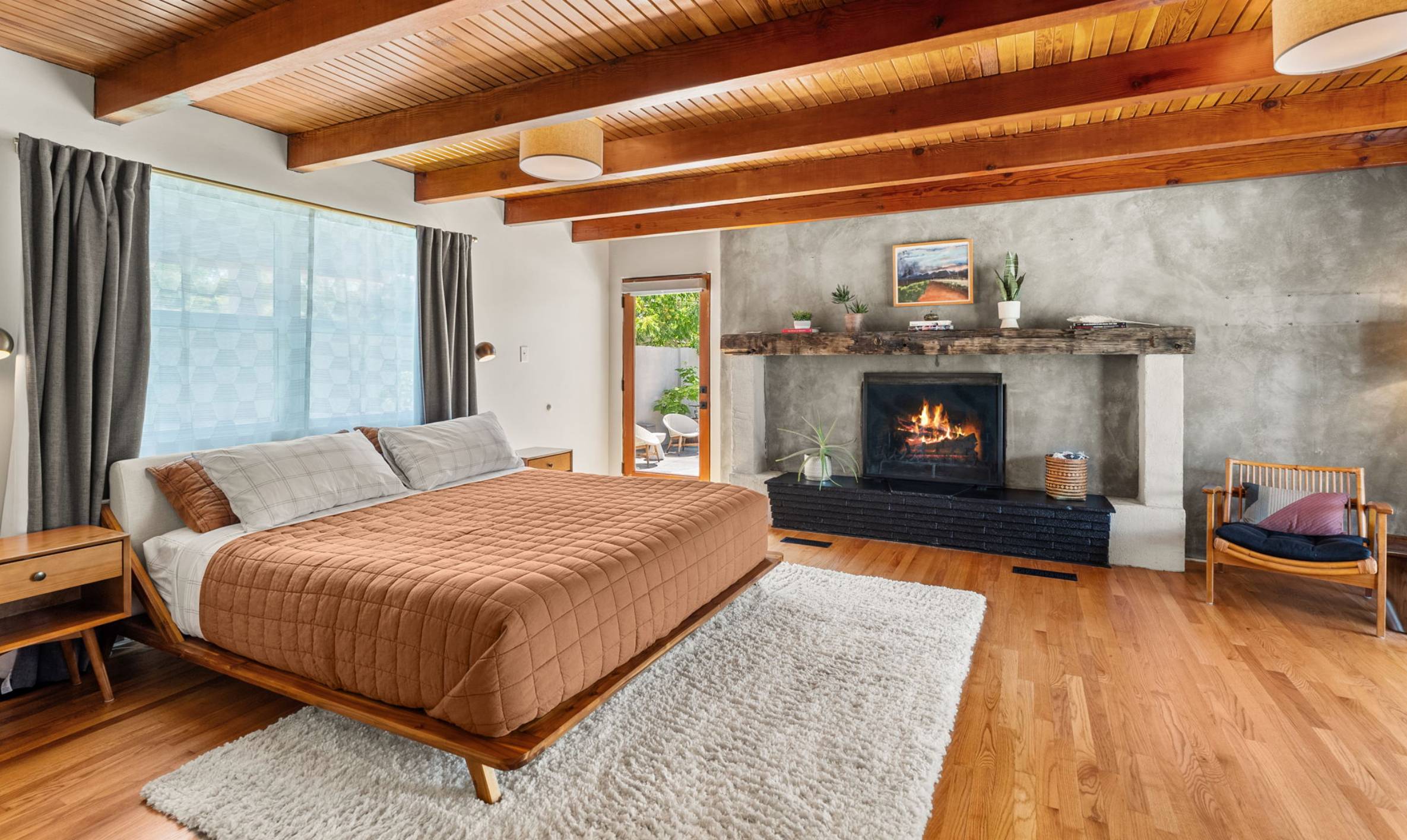 A beautifully redone southwestern modern bedroom in a home for sale in Nob Hill, Albuquerque, NM. Is Now a Good Time to Buy a Home in Albuquerque?