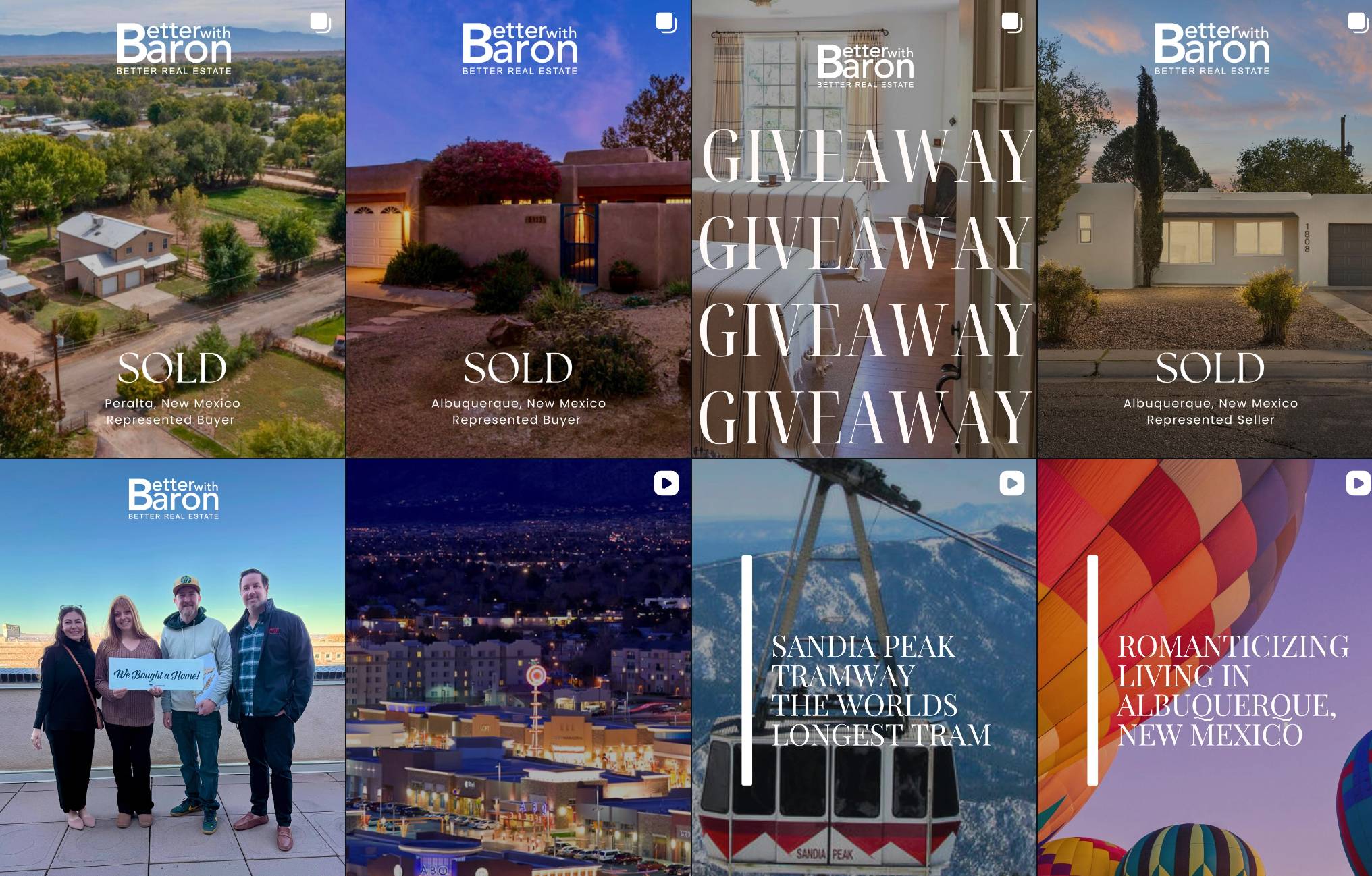 Instagram grid of 8 images from better with baron instagram. Sell Your Home in Albuquerque. The Most Common Reasons Albuquerque Homes Don’t Sell