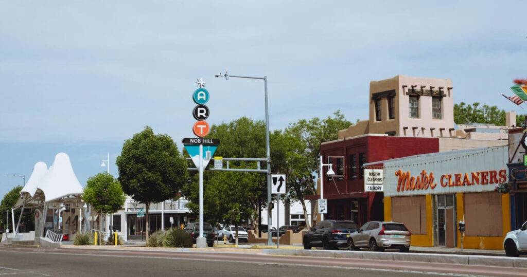 A view of Nob Hill, Albuqueruqe right on Route 66. Nob Hill Albuquerque homes