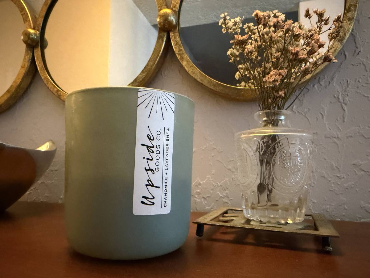 Upside goods candle co. in a hallway in a home in Albuquerque, NM. 